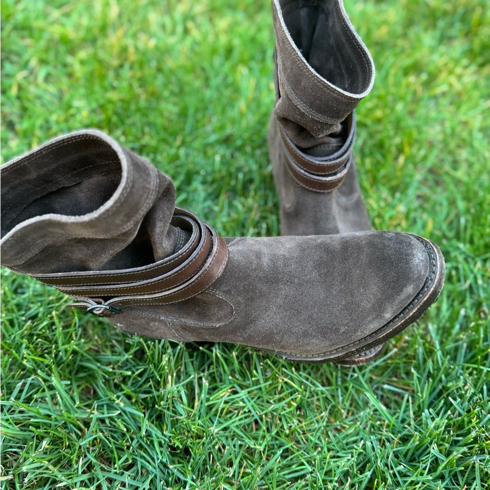 Suede Ankle Booties in Brown - Picture 2 of 16